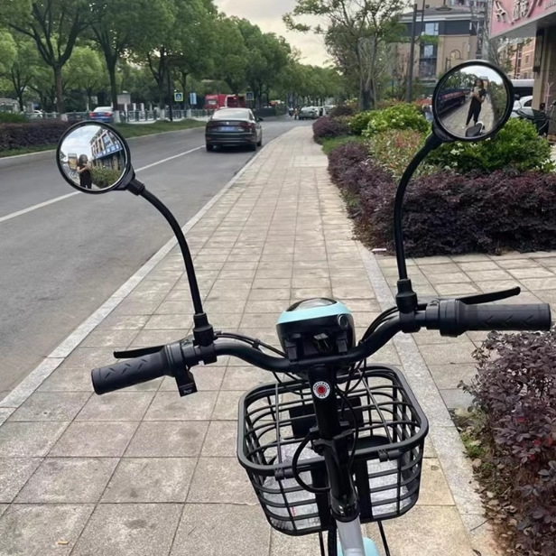 Electric Vehicle Rearview Mirror, Round 8cm, Wide-Angle Reflector for Bicycles, Adjustable Blind Spot Mirror for Sightseeing Vehicles