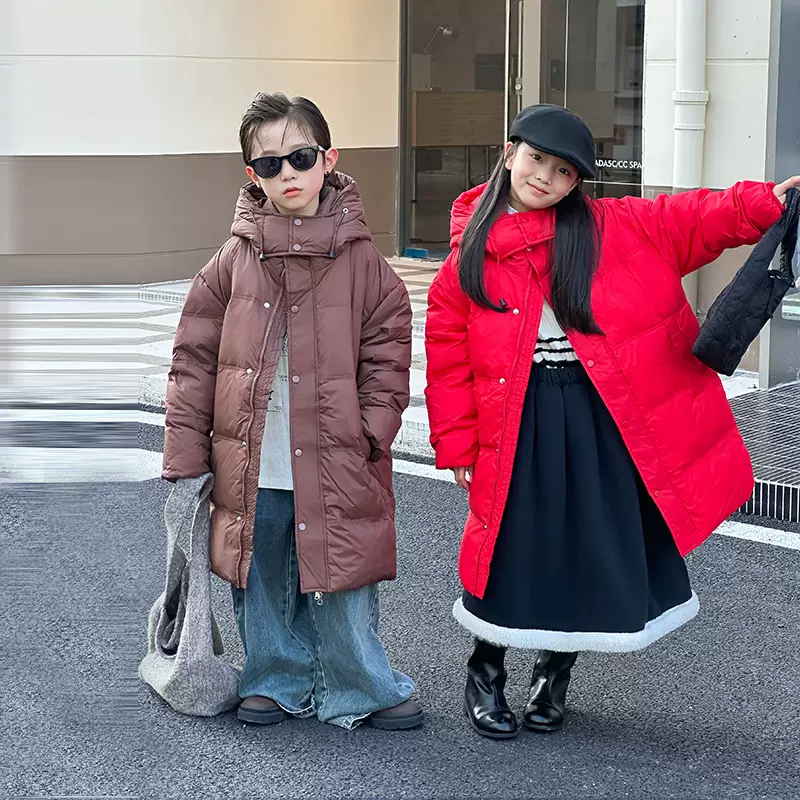 男女童装秋冬儿童中长款羽绒服中大童加厚过膝羽绒服宝宝保暖外套