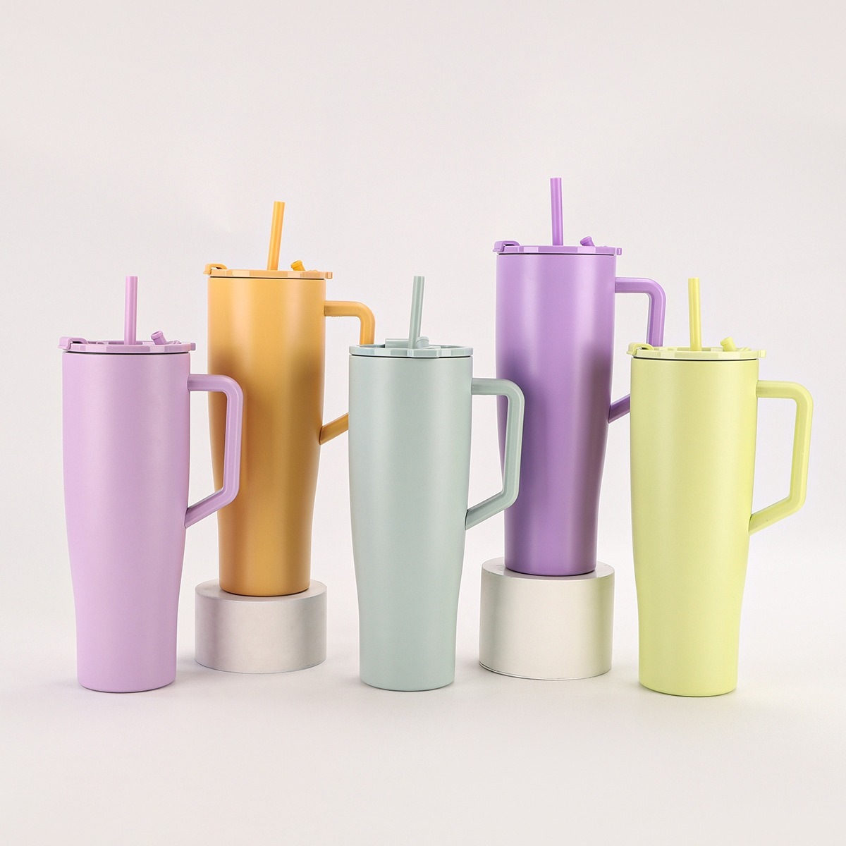 Transfronterizo 40oz mango de taza de automóvil 304 taza de aislamiento de vacío de acero inoxidable portátil de doble taza de paja de bebida