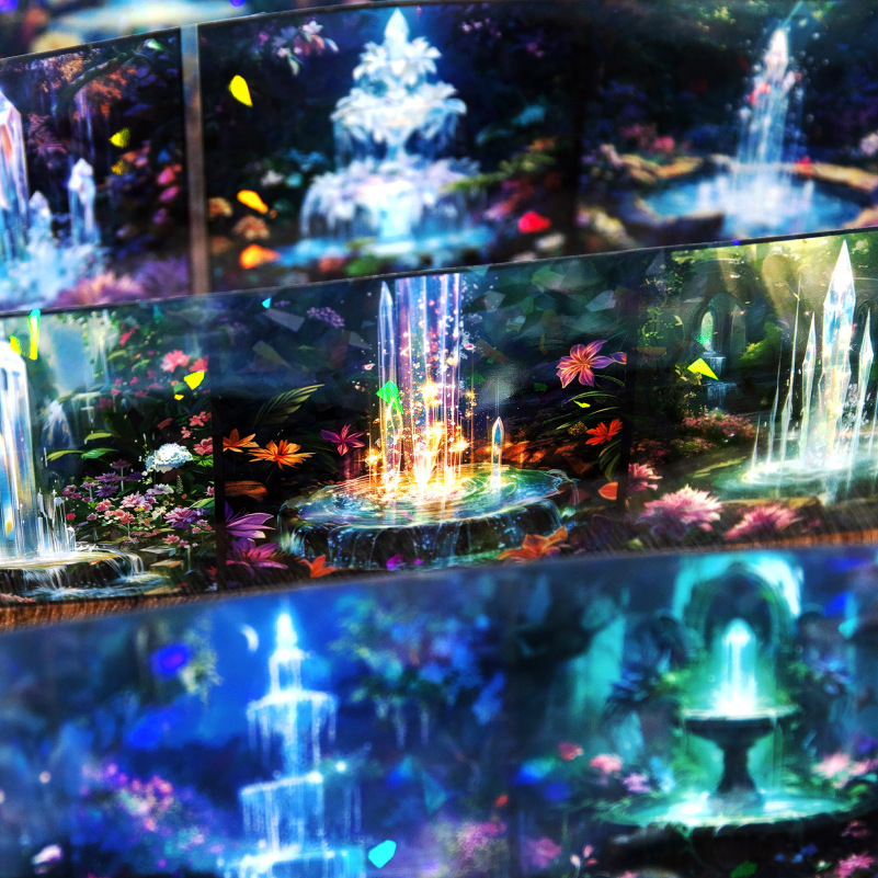 Yan JiChang cinta adhesiva de ciclo mágica serie de cuentos de hadas material forestal pegatinas de película flash pegatinas de base retro cinta adhesiva de contabilidad manual