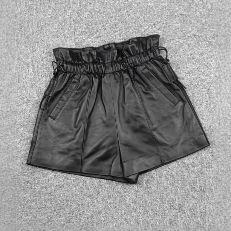 2613 Genuine Leather Pants Spring and Summer New Style Elastic High Waist Flap Pocket Pants Casual Slim Wide Leg Shorts Boot Pants 2613 Genuine Leather Pants Spring and Summer New Style Elastic High Waist Flap Pocket Pants Casual Slim Wide Leg Shorts Boot Pants