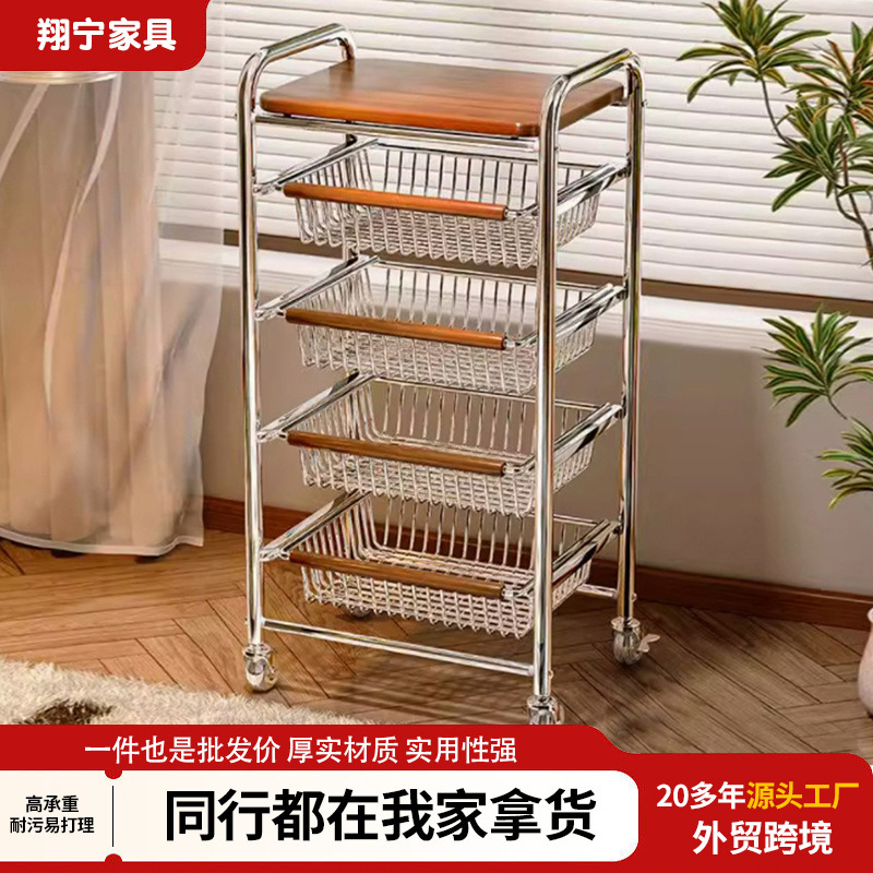 Cross-border Antique Snack Cart Storage Rack Sofa Side Table Living Room Movable Coffee Table Gap Storage Rack