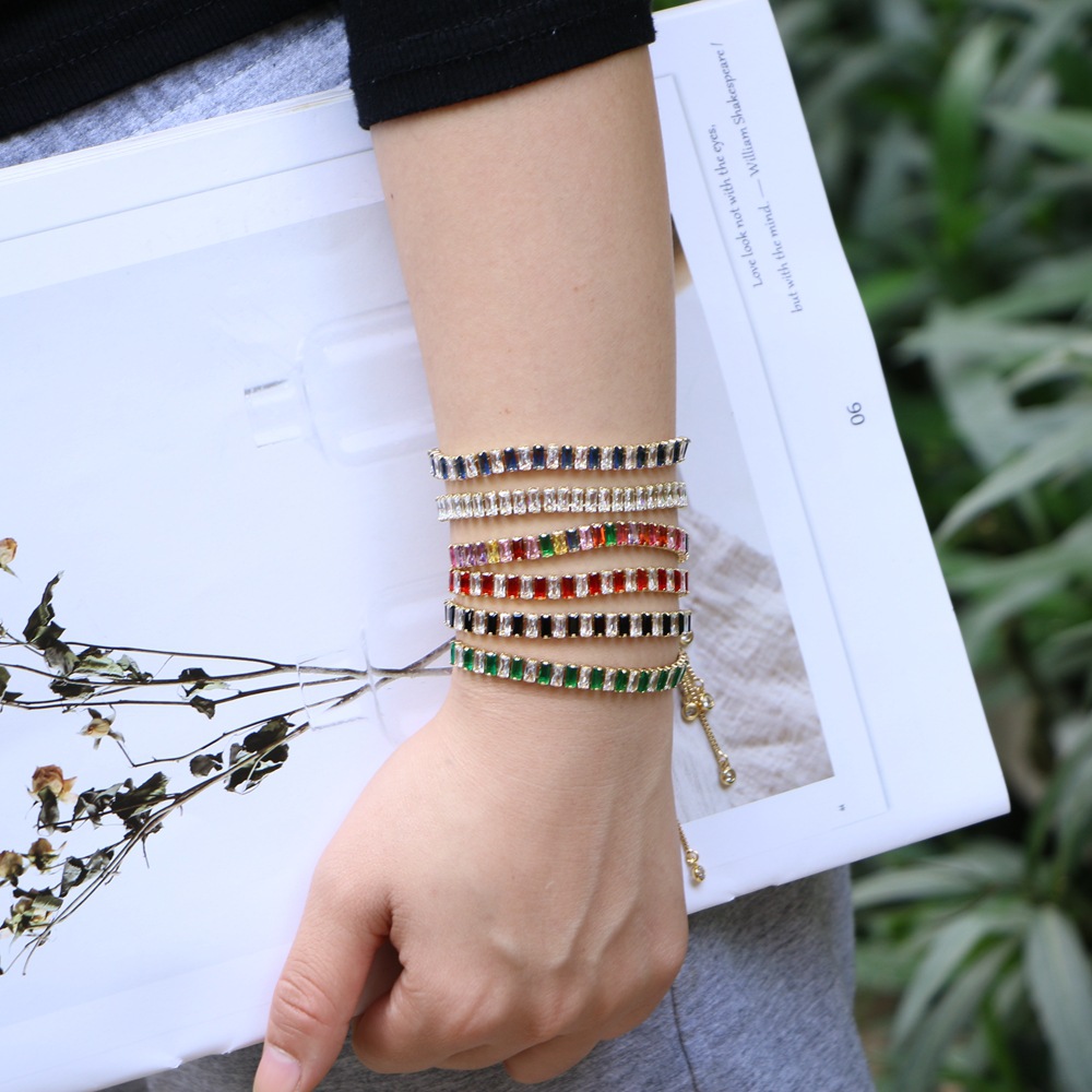 Fashion Inlaid Zircon Copper Bracelet Color Crystal Bracelet Couple Bracelet