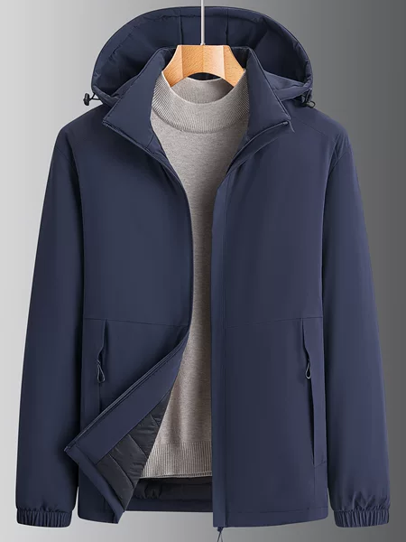 New autumn and winter windproof, waterproof, heat-retaining, warm men's sports, casual, business, lightweight hooded cotton jacket