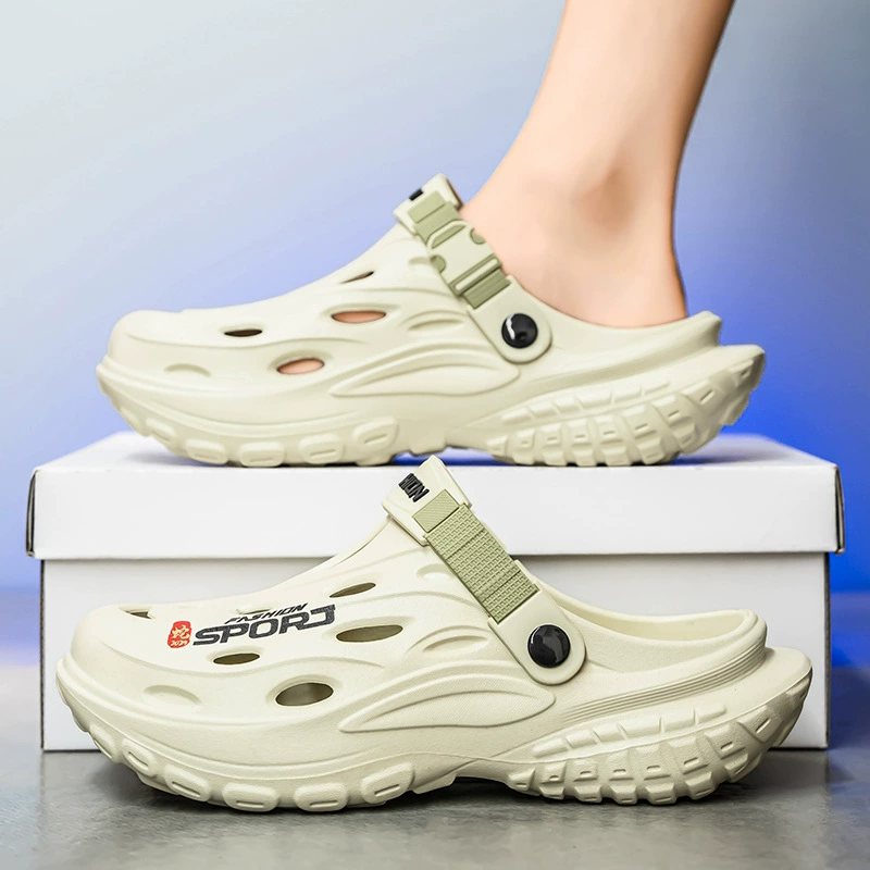 Летние пляжные сандалии для мужчин, кроссовки Croc, новая летняя обувь, нескользящие, на толстой подошве, спортивные.