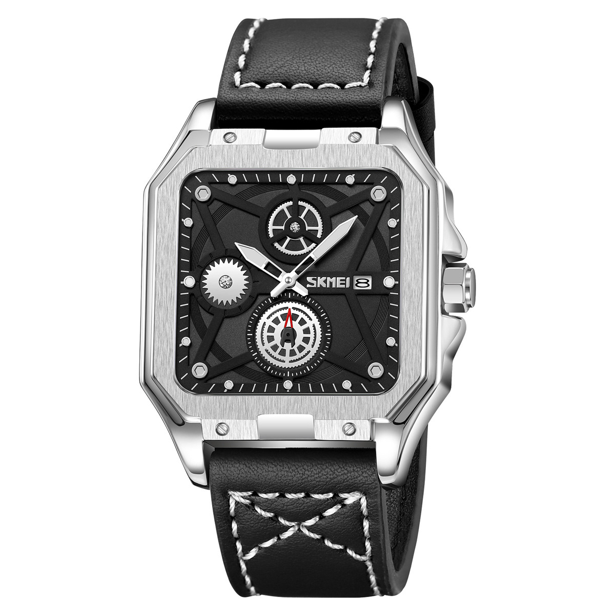 Momento Meiyuan fábrica de reloj de pulsera de engranaje cuadrado para hombres correa retro impermeable relojes de cuarzo transfronterizos en stock