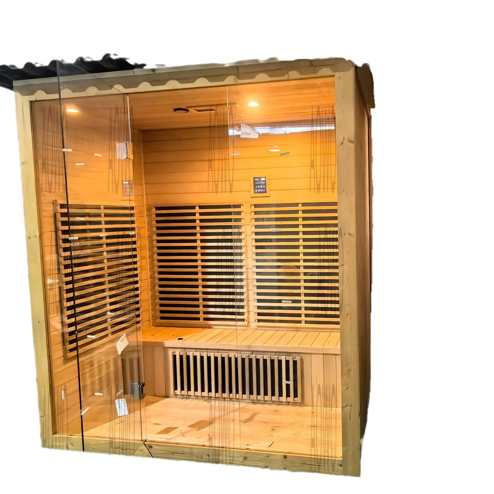 Sauna al aire libre de tecia importada de Canadá puede personalizar el tamaño del estilo de la parte superior de la placa de vidrio al aire libre