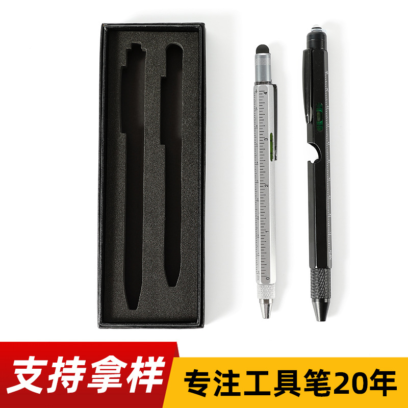 Estuche para bolígrafos con abridor de botellas 9 en 1, bolígrafo con luz LED, herramienta multifuncional, bolígrafo de metal 6 en 1, bolígrafo de regalo