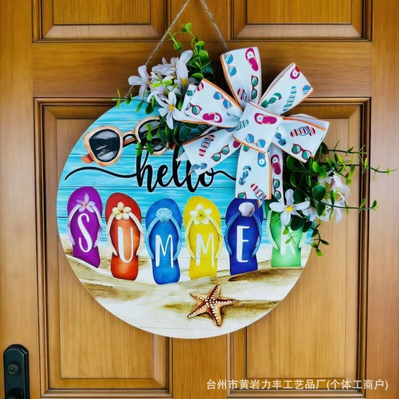 Cross-Border Summer Flip-Flop Style Signboard Decorations, Country-Style Summer Courtyard Indoor and Outdoor Front Door Decorations