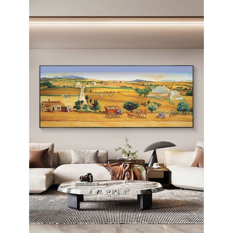 客厅沙发背景墙装饰画大丰收横版挂画现代简约高档晶瓷画挂画