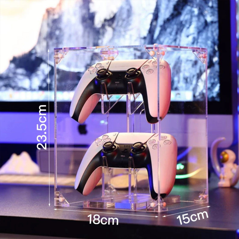Transparente PS4 acrílico universal GamePad soporte de escritorio creativo de almacenamiento doble ASA soporte de exhibición