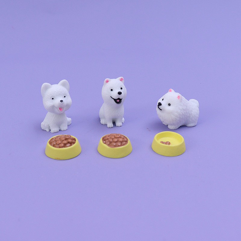 Miniatura mini simulación lindo Bomei Samo perro pequeño animal micro paisaje modelo pequeños adornos de escritorio juguetes pequeños