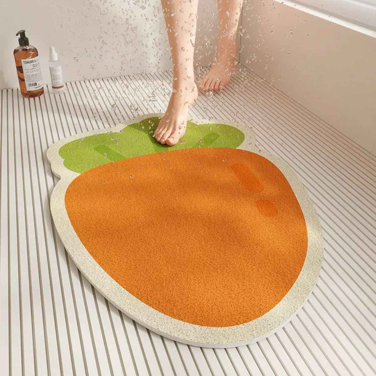 Bathroom Hollow Wire Ring Mat, Shower Room, Children's Bath Anti-Fall Mat, Cartoon Stain-Resistant and Easy-To-Clean Floor Mat, Drain Mat