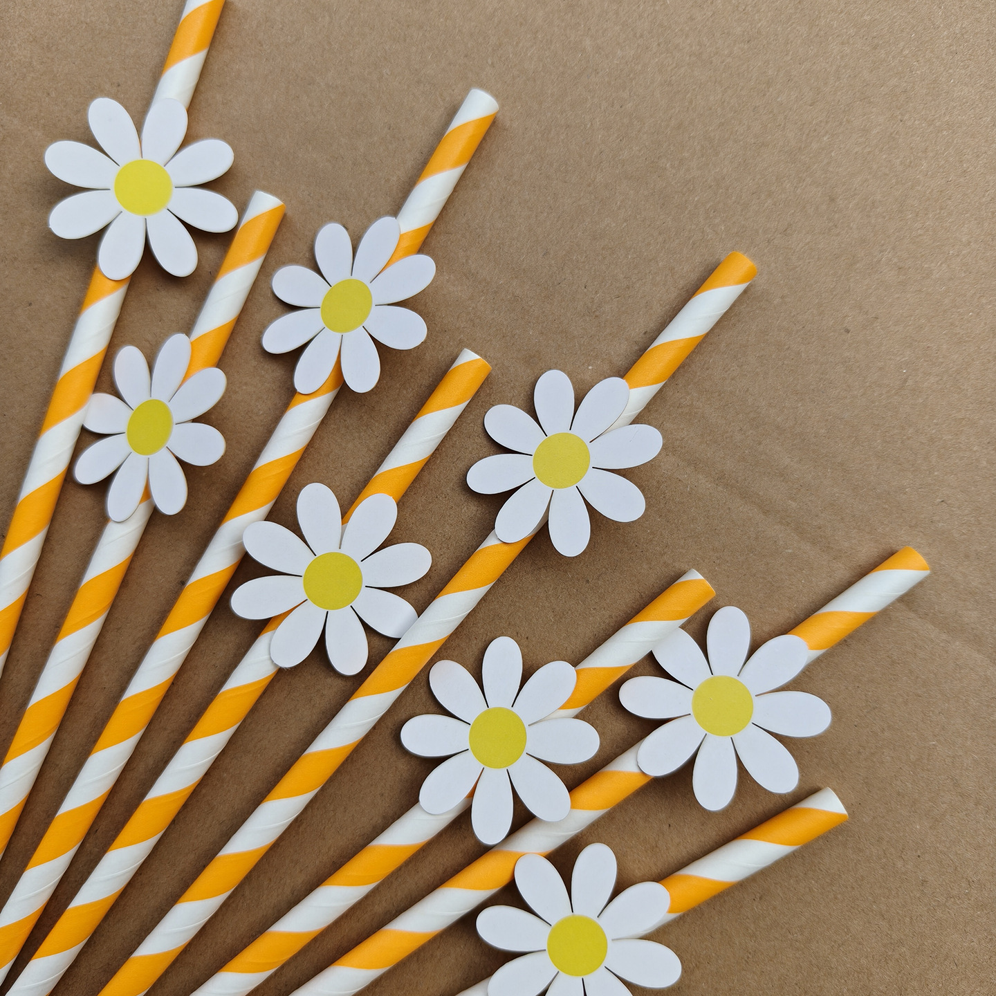 Papel de fiesta tarjeta de margarita flor sol desechable postre pastel bar decoración paja