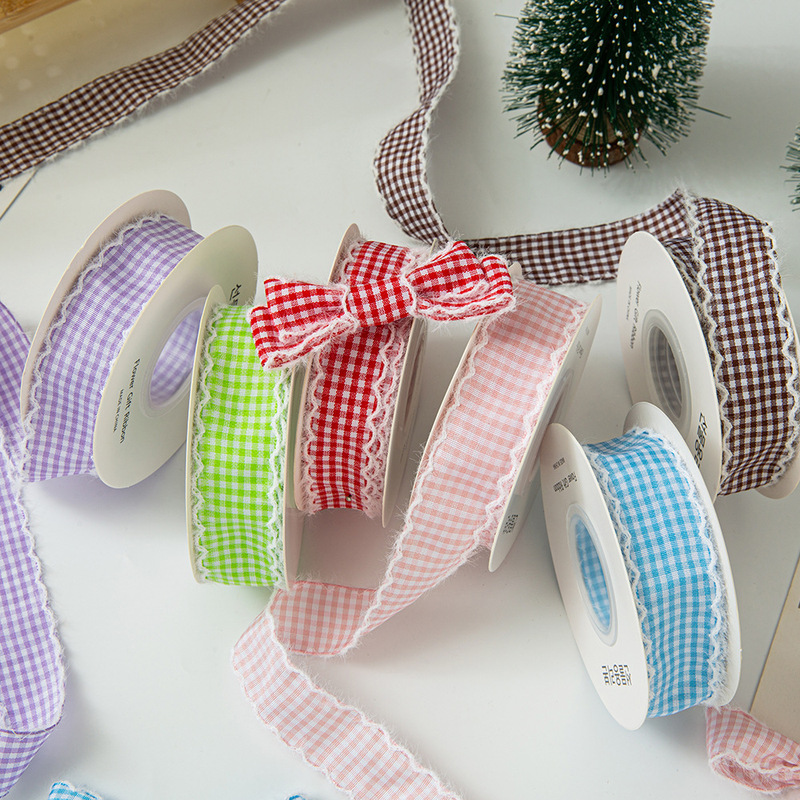 2.5 Raw Edge Small Fresh Plaid Ribbon Flower Cake Box Packaging Ribbon Handmade Bow DIY Clothing Accessories 2.5 Raw Edge Small Fresh Plaid Ribbon Flower Cake Box Packaging Ribbon Handmade Bow DIY Clothing Accessories