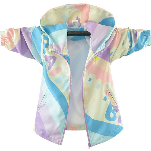 Women's Spring 2025 Children's Fashionable Windbreaker Thin Middle Childhood Spring Jacket Trendy Brand Spring and Autumn Model