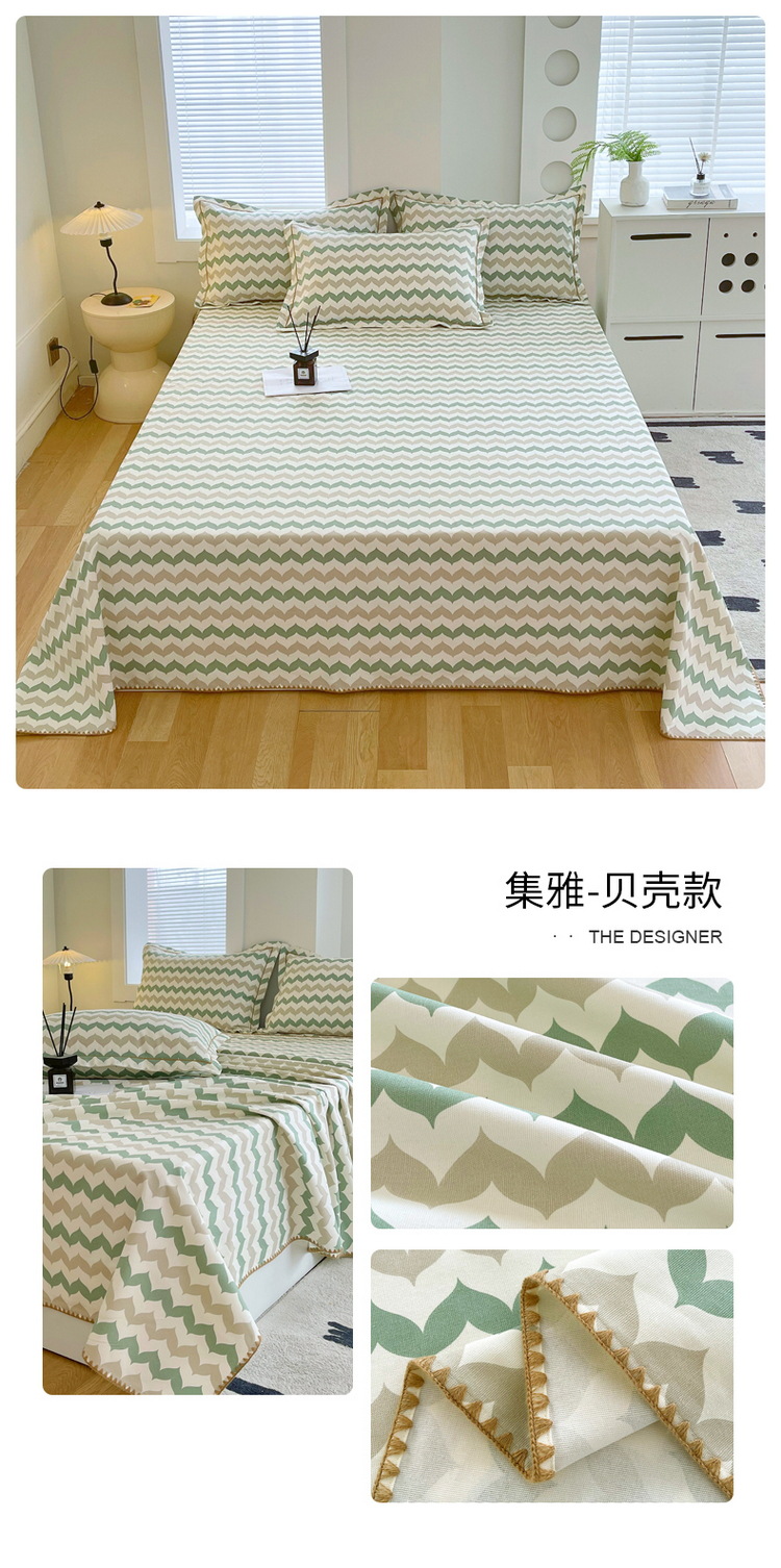 Sábana de tela gruesa vieja de algodón puro pieza única 100 algodón verano sensación fresca dormitorio funda de almohada individual juego de tres piezas 2