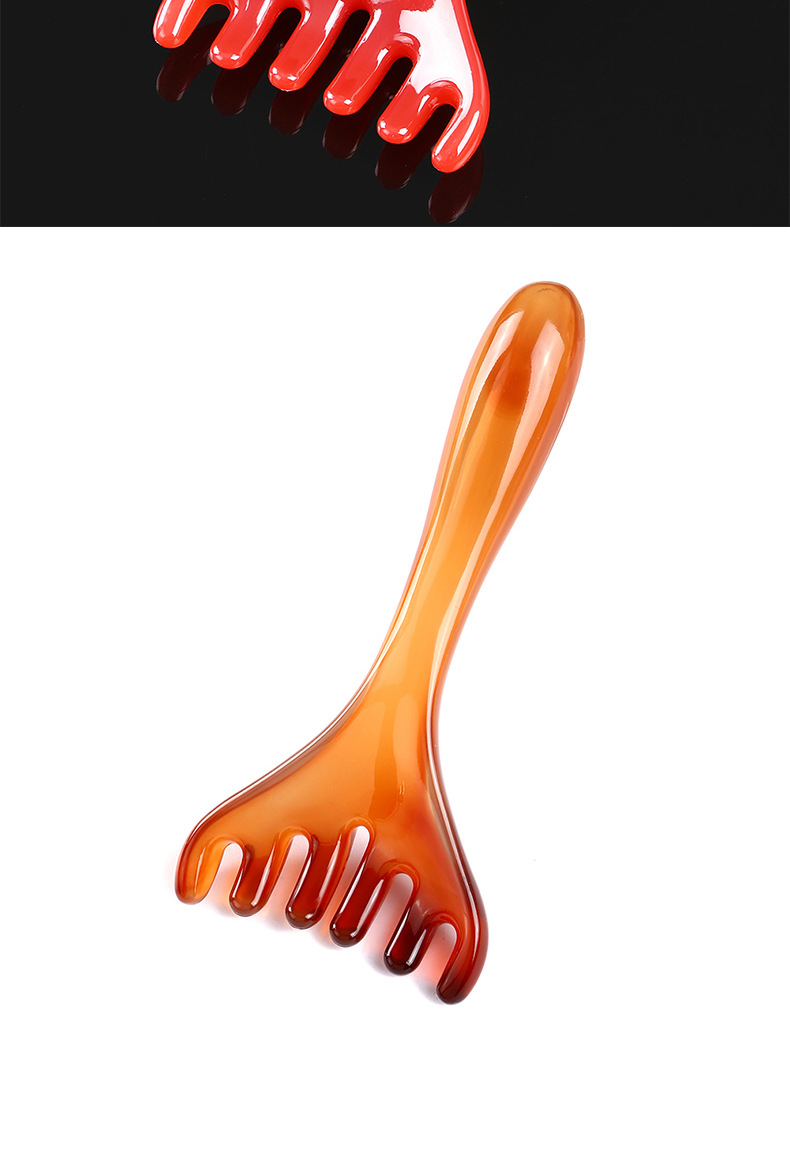Natural Resin Antler Comb Meridian Massage Comb 6 Claw Scalp Gua Sha Head Massager 15x7cm 50g preparation