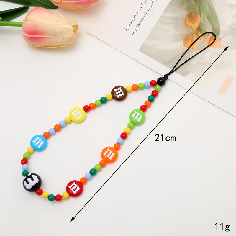 Venta caliente Internet celebridad con cuentas amor teléfono cadena anti-perdida gota resistente teléfono caso diy perla cadena corta teléfono cordón