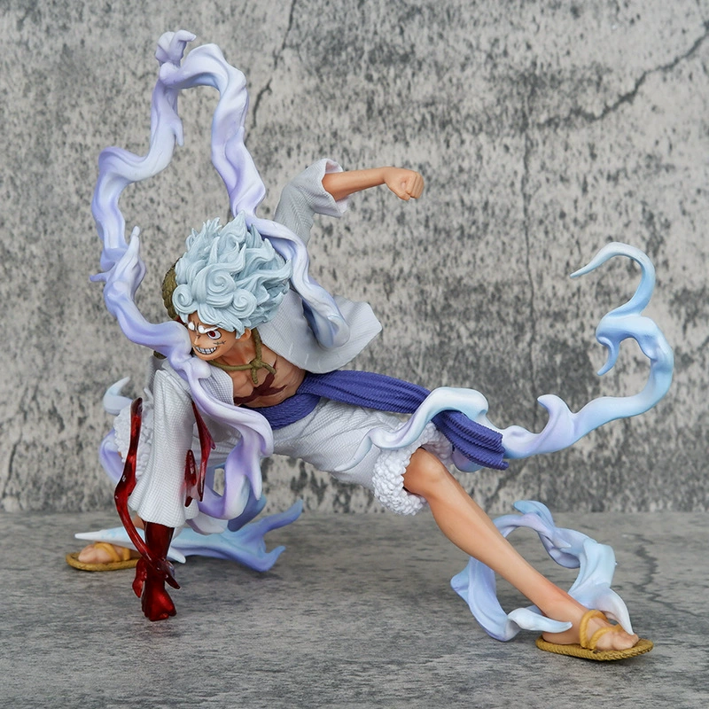 Аниме-фигура (One Piece) Луффи Солнце-Бог Ника — поза приседания, белая аура, без коробки
