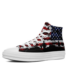 夏季男女外贸可定 制印刷商标图案一件代发高帮帆布鞋学生成人鞋