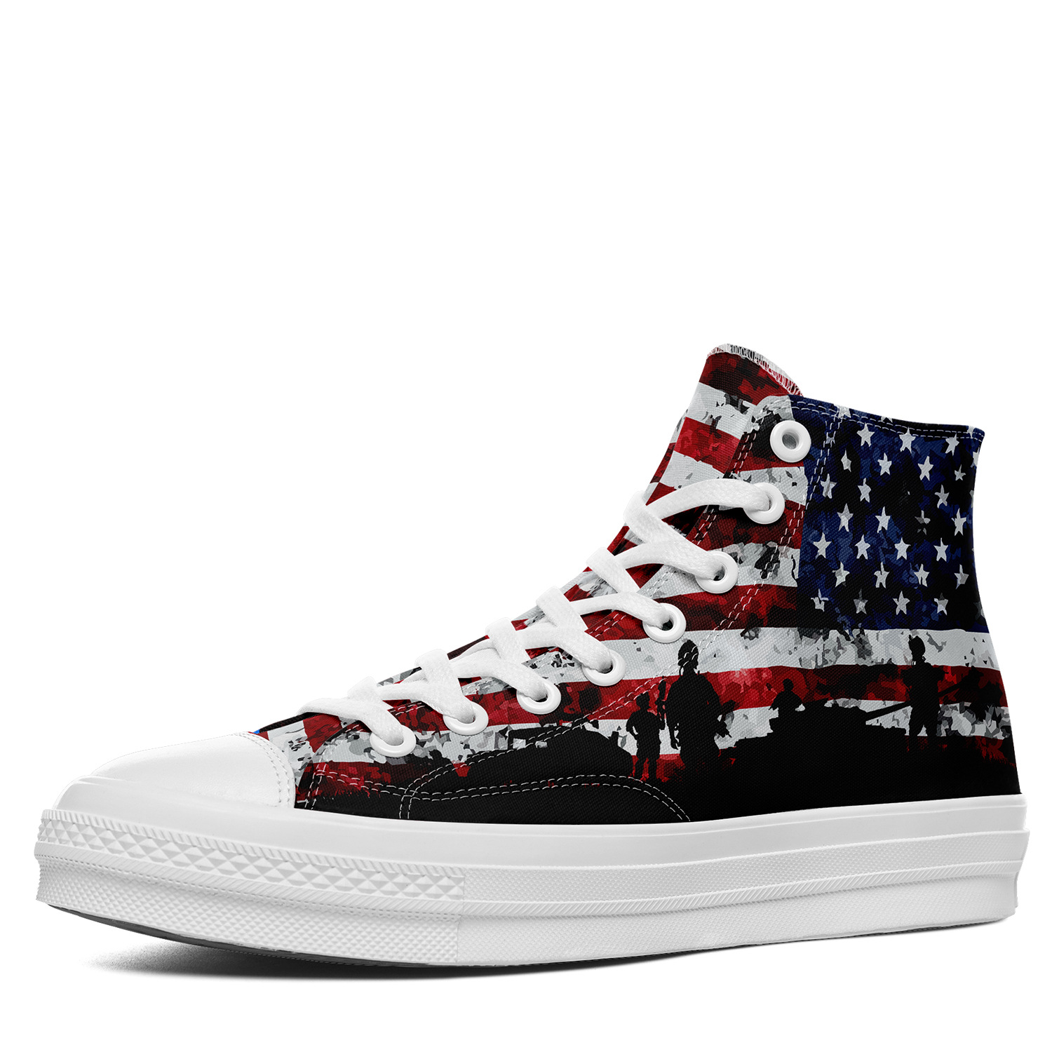 夏季男女外贸可定 制印刷商标图案一件代发高帮帆布鞋学生成人鞋