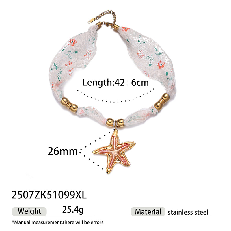 Taina Europa y los Estados Unidos venta transfronteriza caliente de verano playa bufandas de acero inoxidable collar de joyería de la serie de mar al por mayor image 7