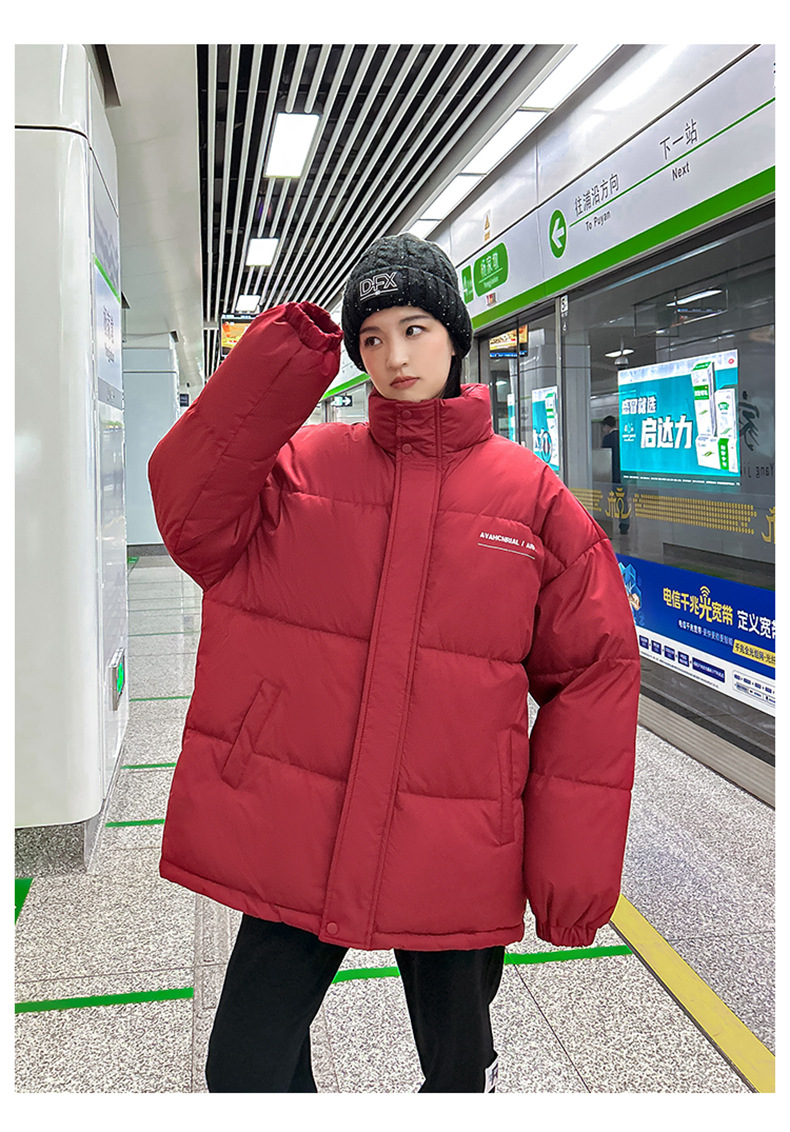 Women's Down Coat Mid Length Standing Collar Thickened Bread Style_voghion.com