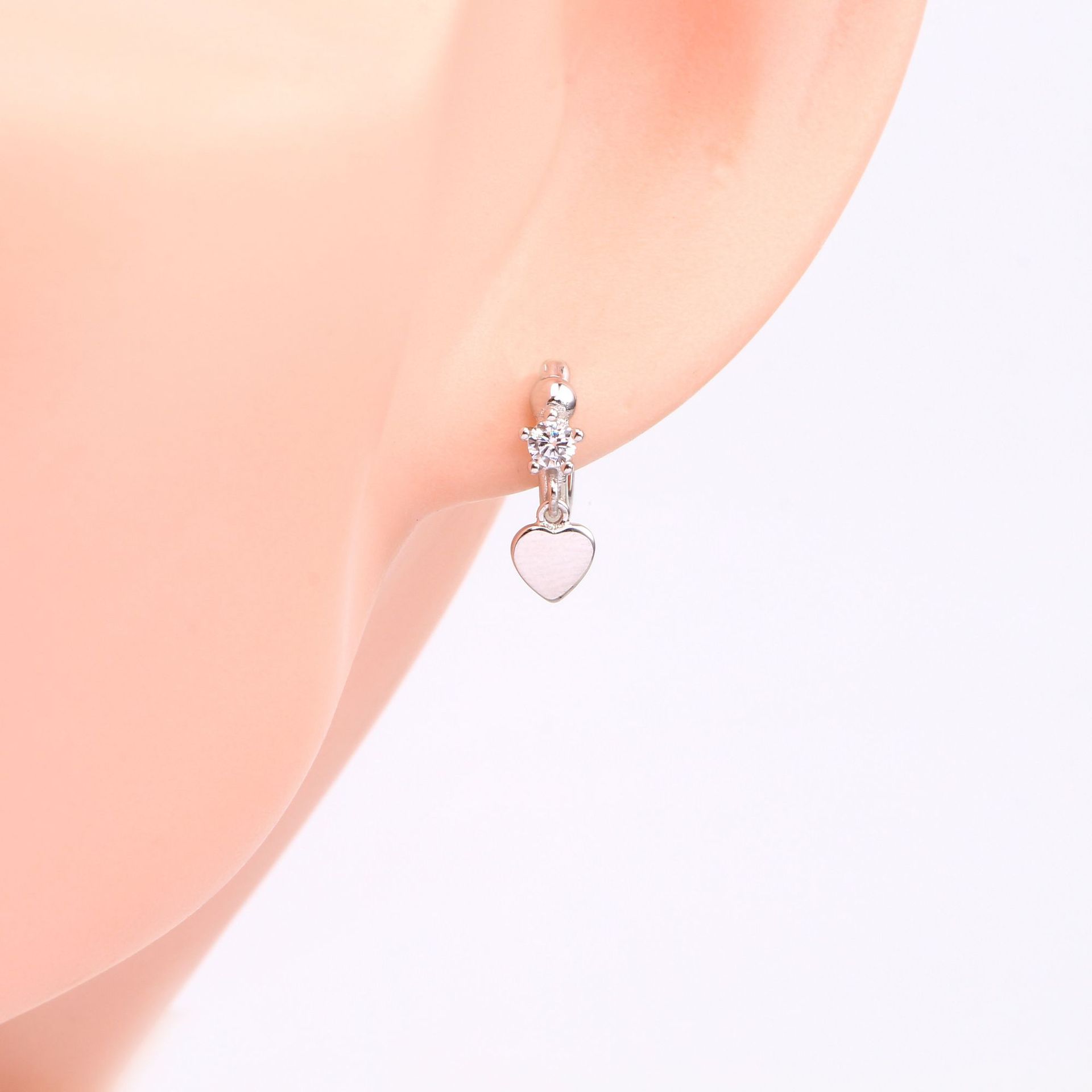 Plated Gold Plating Process 925 Sterling Silver Ear Needle Material 1 Pair 925 Sterling Silver Zircon Heart Shape Drop Earrings
