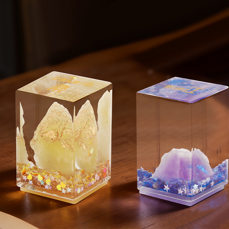 Nueva caja ciega de cristal natural de cientos de apellidos de sello acrílico adornamiento de mineral de nicho popular de alto nivel decoración de regalo