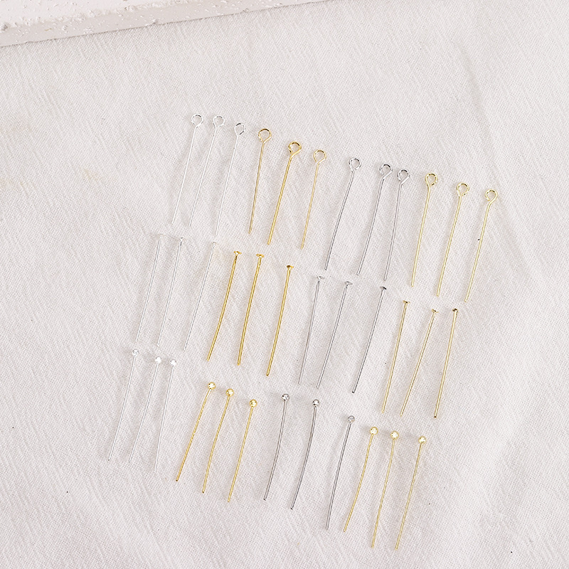 14K gold plated color retaining T pin 9 pin ball pin diy handmade accessories flat round head pin beaded ear jewelry material 14K gold plated color retaining T pin 9 pin ball pin diy handmade accessories flat round head pin beaded ear jewelry material