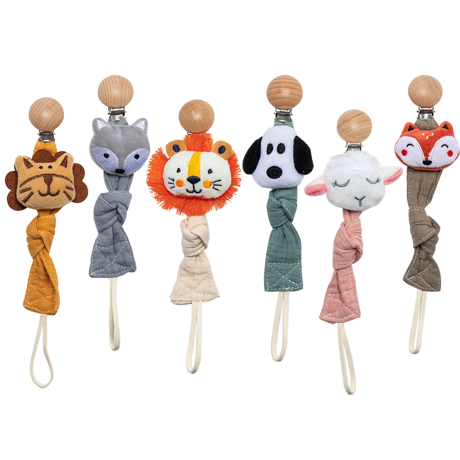 In stock lion cartoon pacifier anti-lost rope pacifier chain anti-drop clip teether chain toy with rope chain Buckle