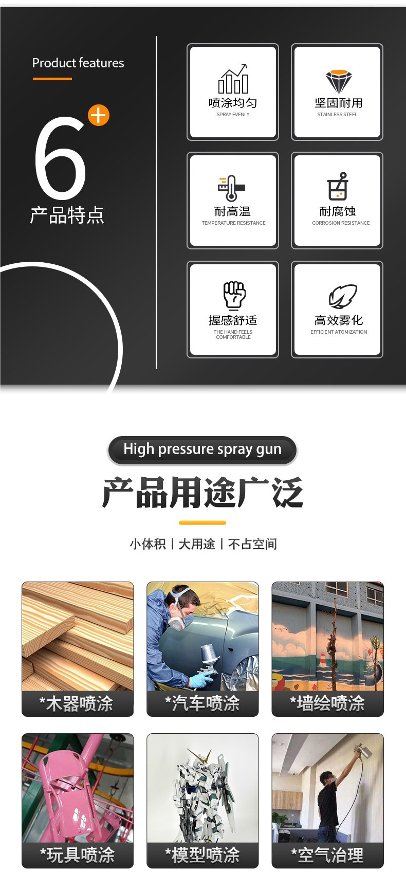 Varnish topcoat spray gun, automotive sheet metal furniture spray gun, multi-color spray gun for both oil and water-based paints, others