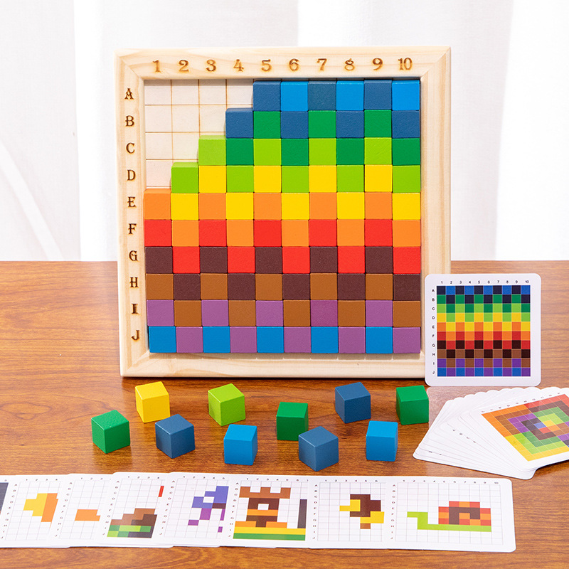 Color Counting Block Cube Building Blocks Color Cognitive Sorting Stacked Puzzle Children's Educational Early Education Wooden Toys
