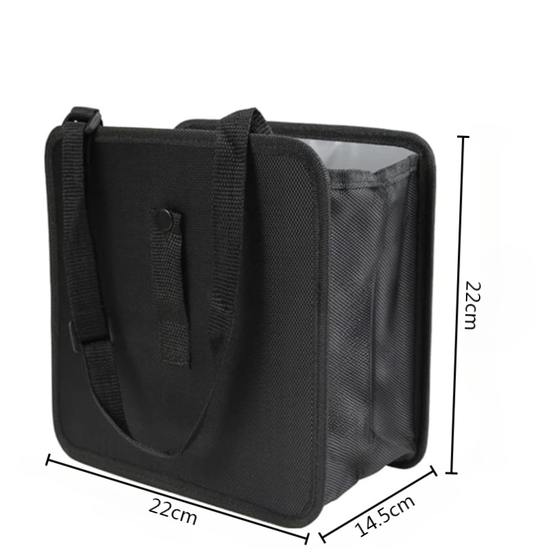 Qìchē Car Trash Can Hanging Rear Seat Storage Box Foldable Waterproof (Car storage bag/box) - black-regular-small-2222145cm