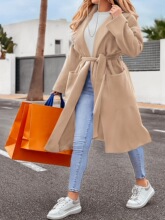 Y 38996 V Neck Tie Sleeve Coat ����ë������ �羳�W�����R�d��