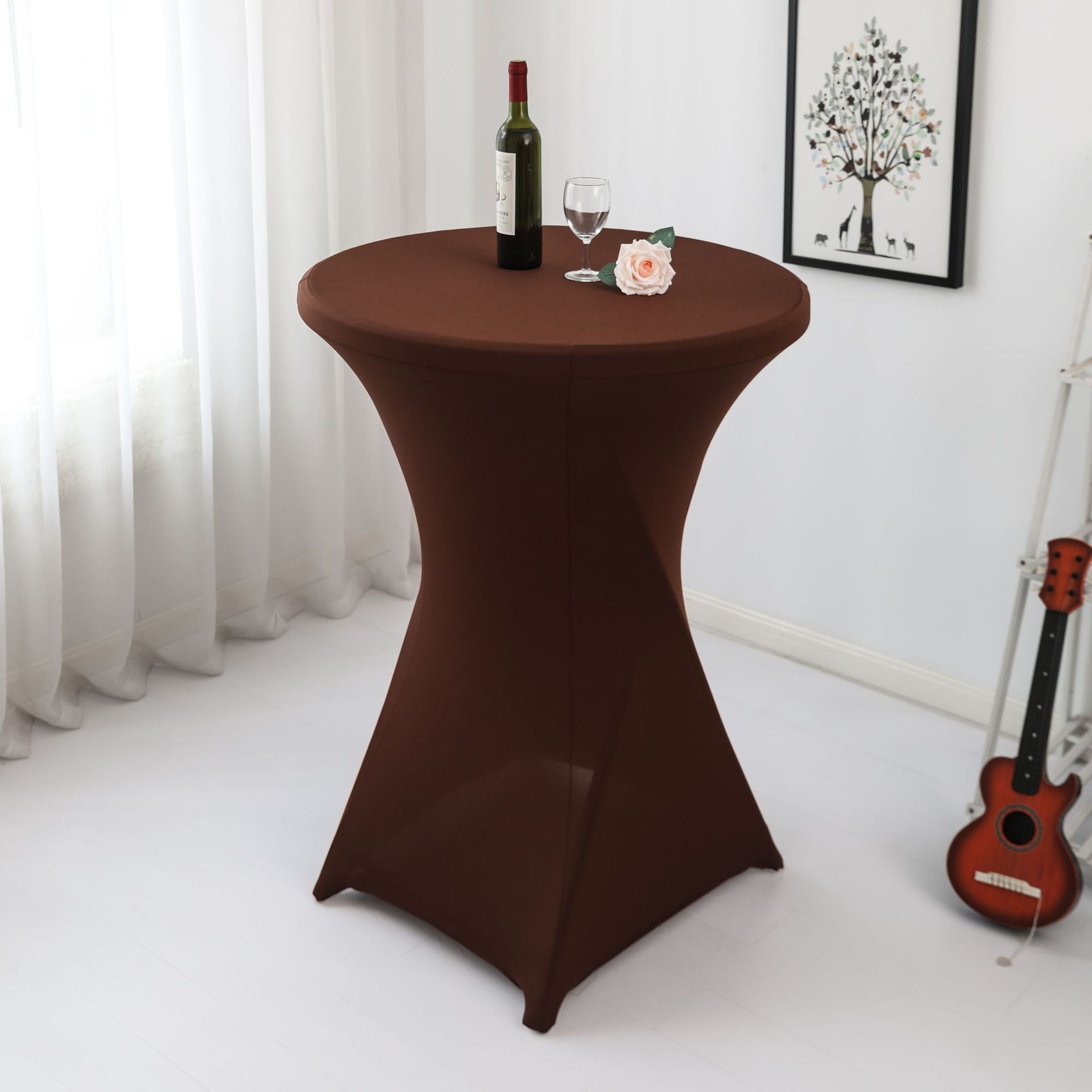 Amazon sólido barra mesa de comedor cubierta de mesa de banquete cóctel cubierta de mesa redonda tela de mesa elástica tabla de pies altos