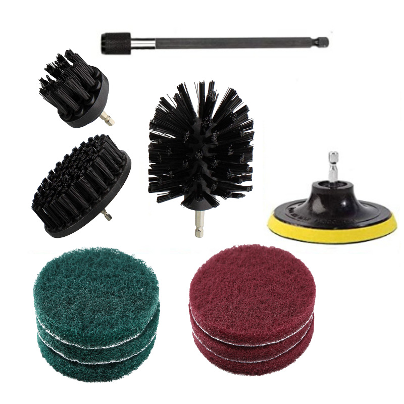 跨境亚马逊电钻刷清洁刷11件套圆盘刷子地板刷汽车轮毂洗车刷套装