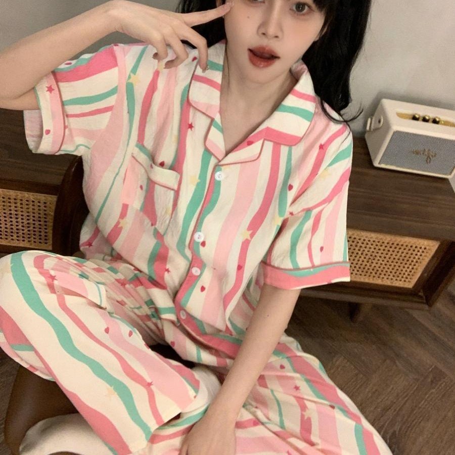 120G nubes de algodón pijama ropa para el hogar manga corta pantalones largos set TK pedidos de comercio exterior transfronterizo del sudeste asiático