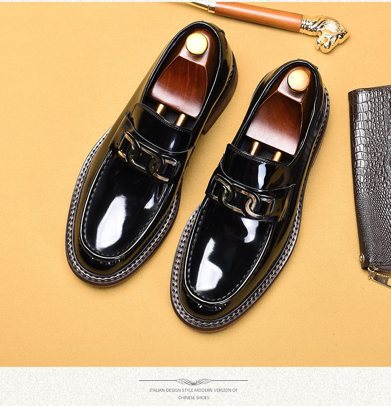 Business casual loafers men's leather horse fasteners English style loafers_voghion.com