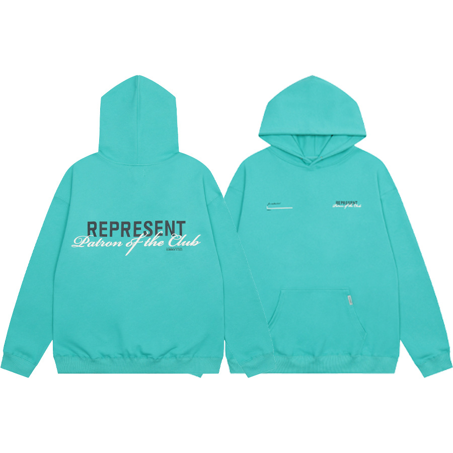 La marca de moda transfronteriza REPRESENT London Limited eslogan LOGO impresión hombres y mujeres sueltos suéter con capucha casual