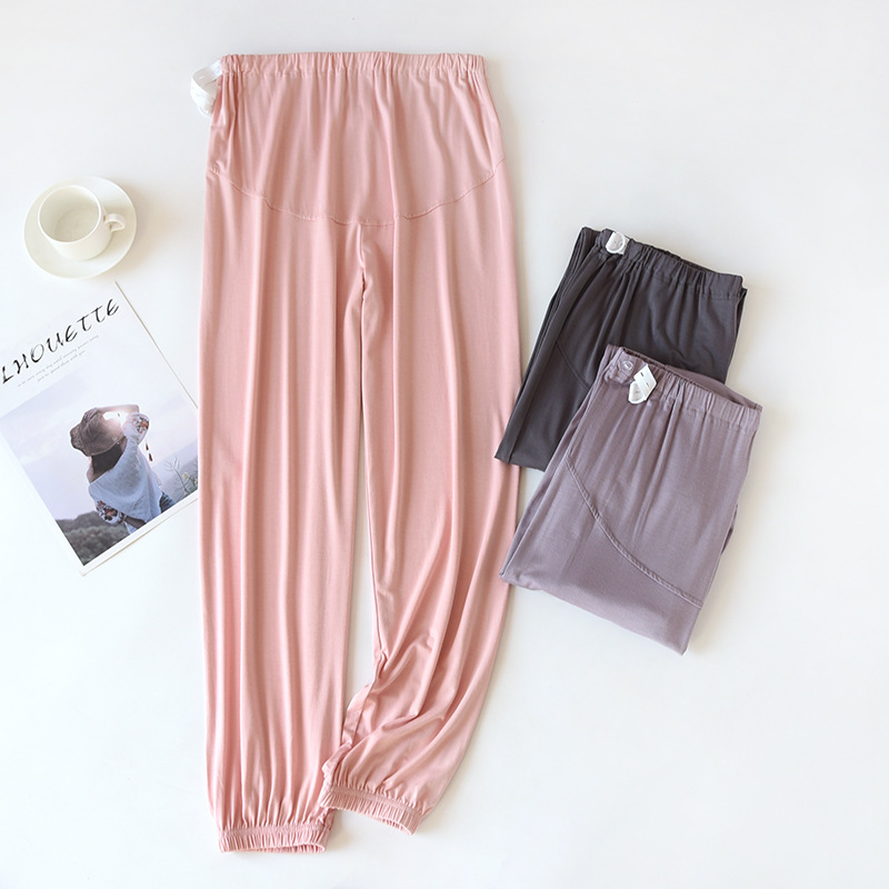 Pregnant women's abdominal pants spring and autumn and summer pajamas women's modal pregnancy home pants closing pants can be worn outside a batch