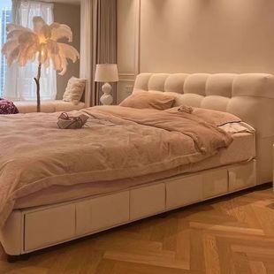 Simple Modern Puff Bed 2 m Modern Master Bedroom Big Bed Storage Leather Bed 1.8 m 1.5 m Wedding Bed Double Bed