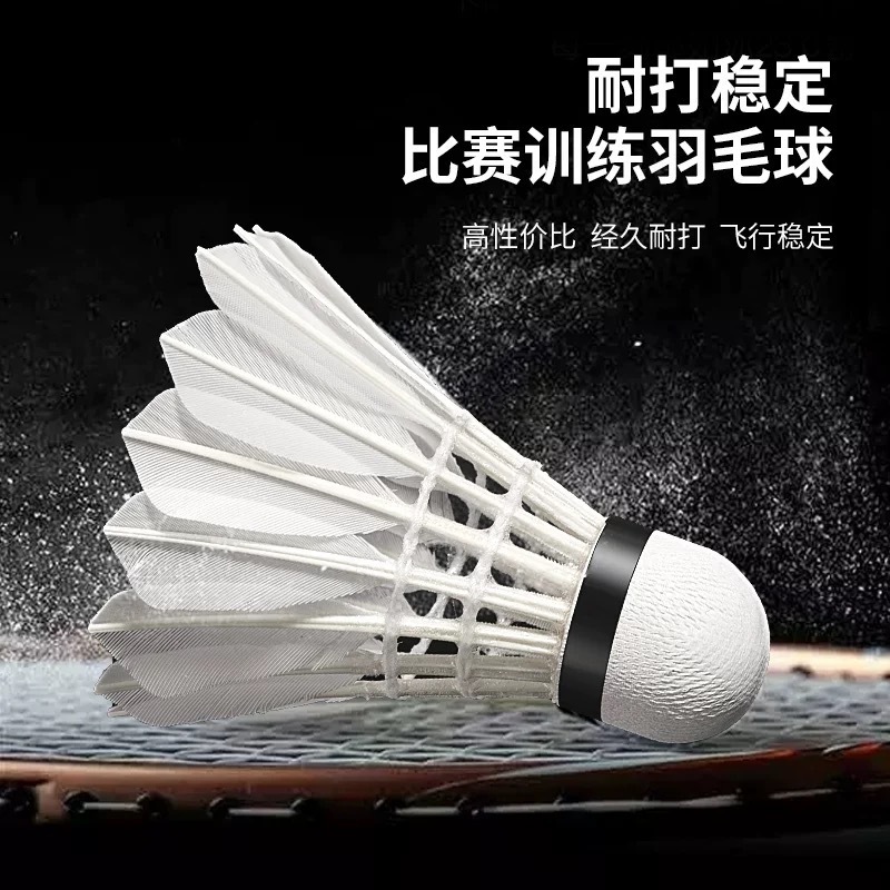 羽毛球成人超耐打白色鹅毛球学生户外训练比赛专业球一个|undefined