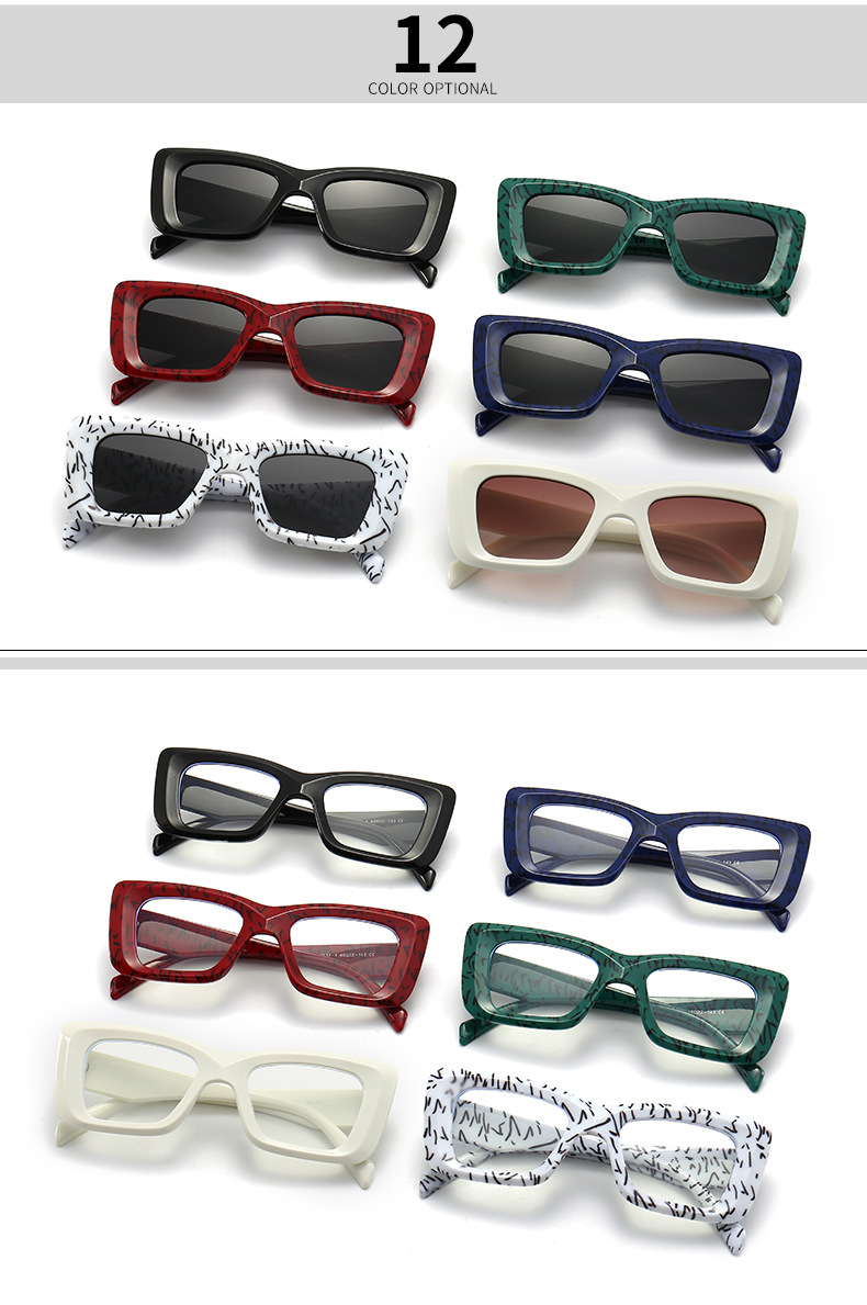 New European and American fashion catwalk small frame cat eye sunglasses for women, trendy sunglasses for men, cross border 9137 UV protection_voghion.com