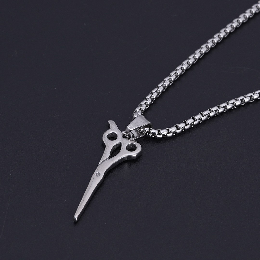 Moderiktiga hårklippare i rostfritt stål, hiphop-halsband, frisörer, trendiga titanhängen för män_voghion.com