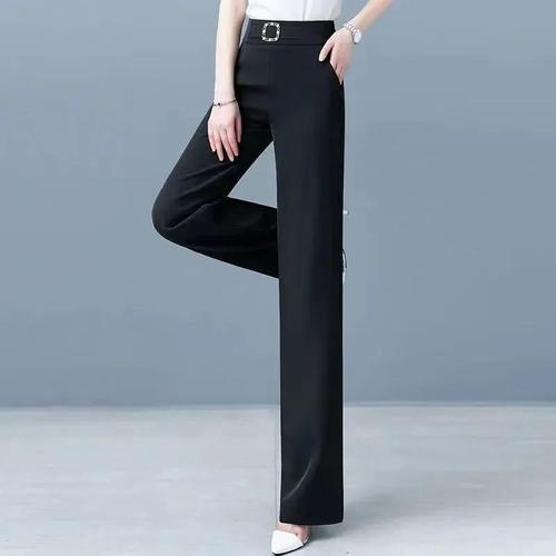 Black suit pants with slight bell bottom, 2025 spring and summer new women's slimming, drooping sense of length, casual high-waisted versatile thin model