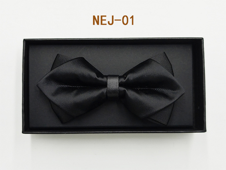 Pajarita negra de color sólido para hombre Boda británica Boda novio padrino traje camisa arco caja de regalo embalaje