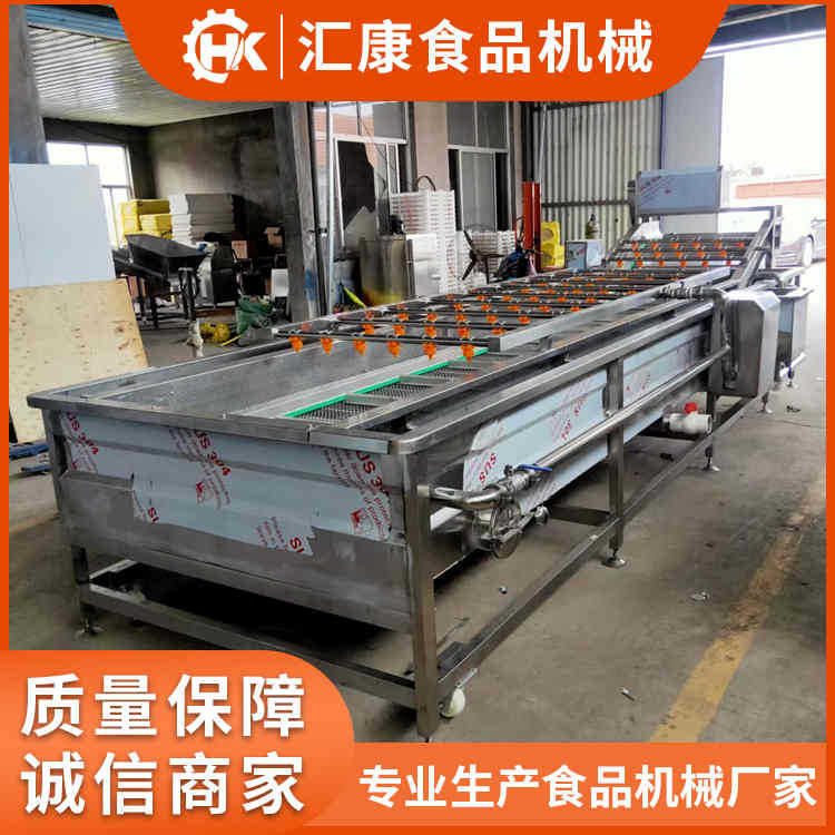 凤爪水域式鼓泡清洗成套流水线 变频调速瓜果蔬菜气泡清洗机 报价