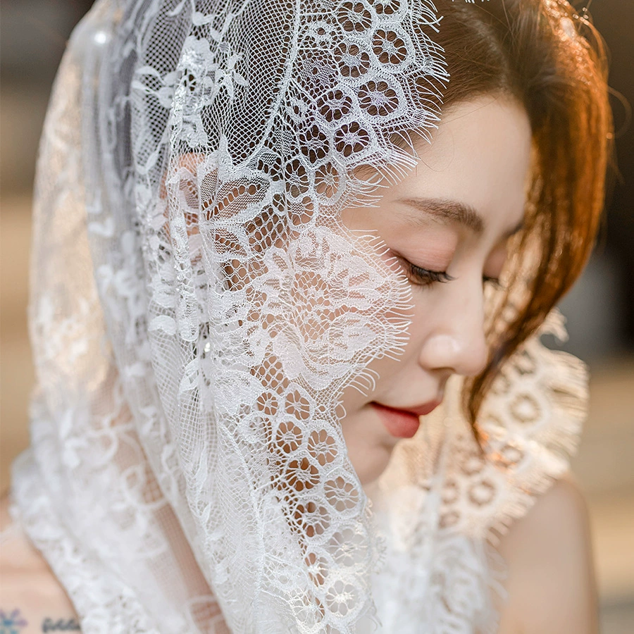 (Cross-border trading), long lace scarf, white cloak, mid-length